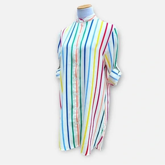 Summersalt Striped Long-Sleeved Button-down Tunic Shirt Dress Size Small - Picture 3 of 11